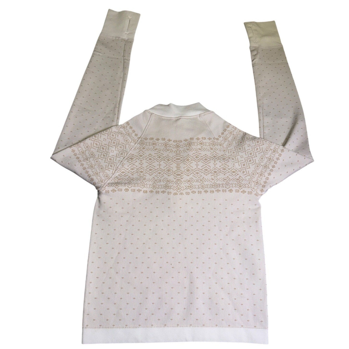 DSG Women’s Fair Isle Quarter-Zip Pullover Ivory Taupe Long Sleeve NWT Size S