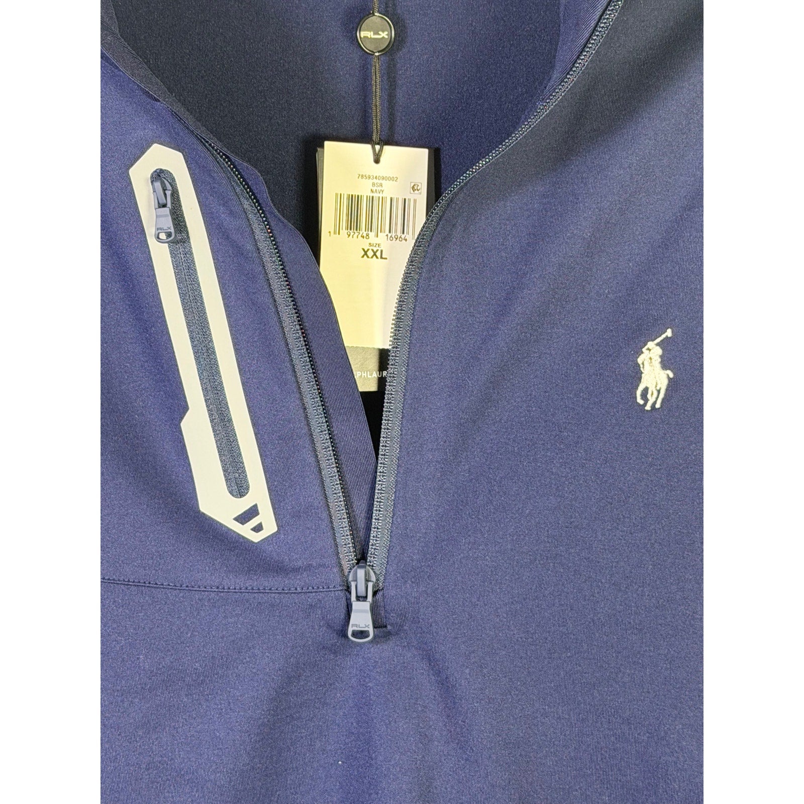 Ralph Lauren RLX Team USA Olympic Quarter-Zip Pullover Men’s XXL Navy NWT - label and size tag