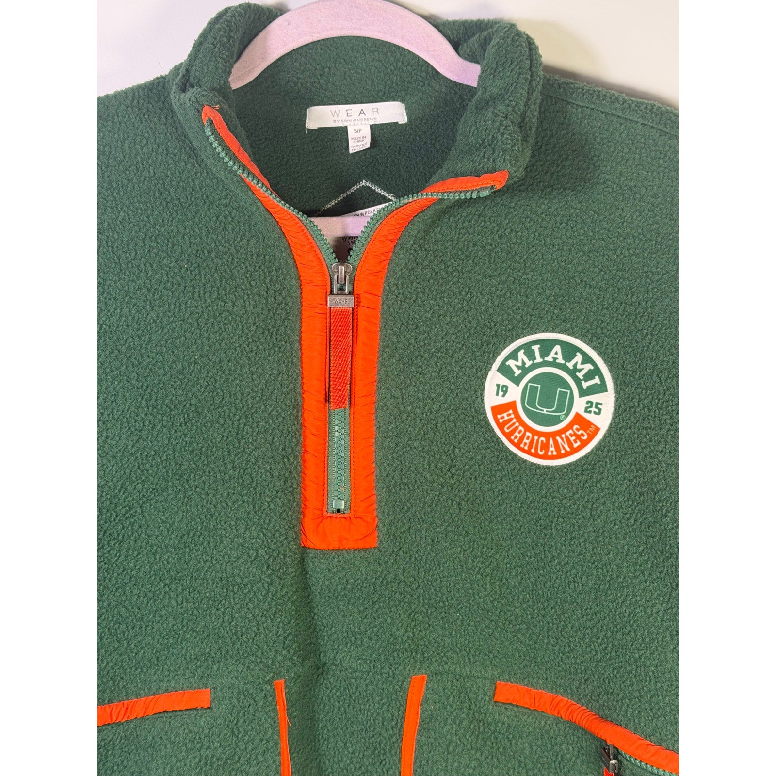 WEAR by Erin Andrews Women’s Miami Hurricanes Quarter-Zip Fleece Green Size S