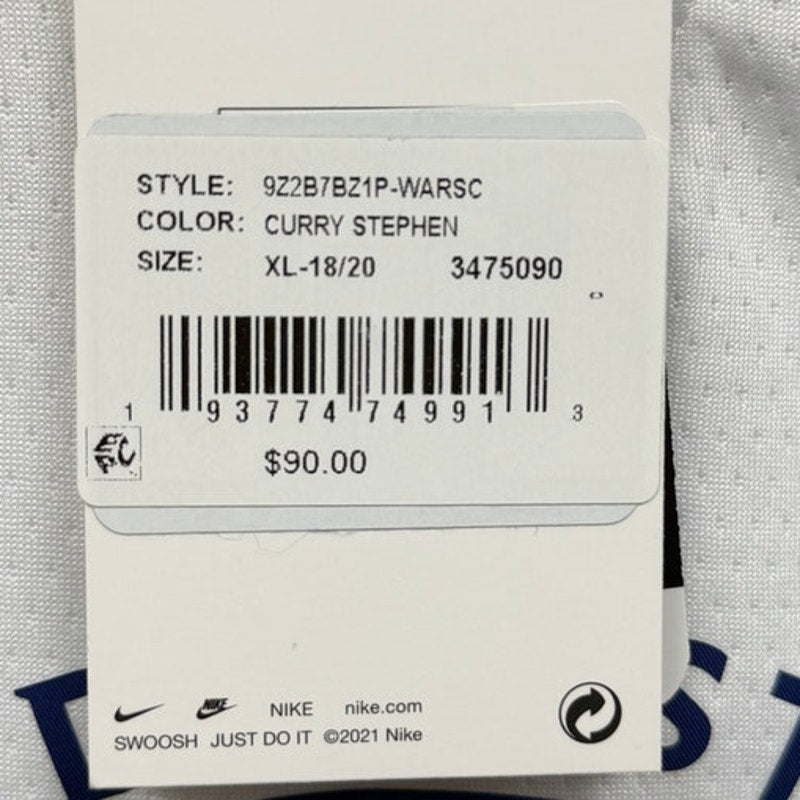 Nike Stephen Curry Golden State Warriors Youth Swingman Jersey – Youth XL White – NWT
