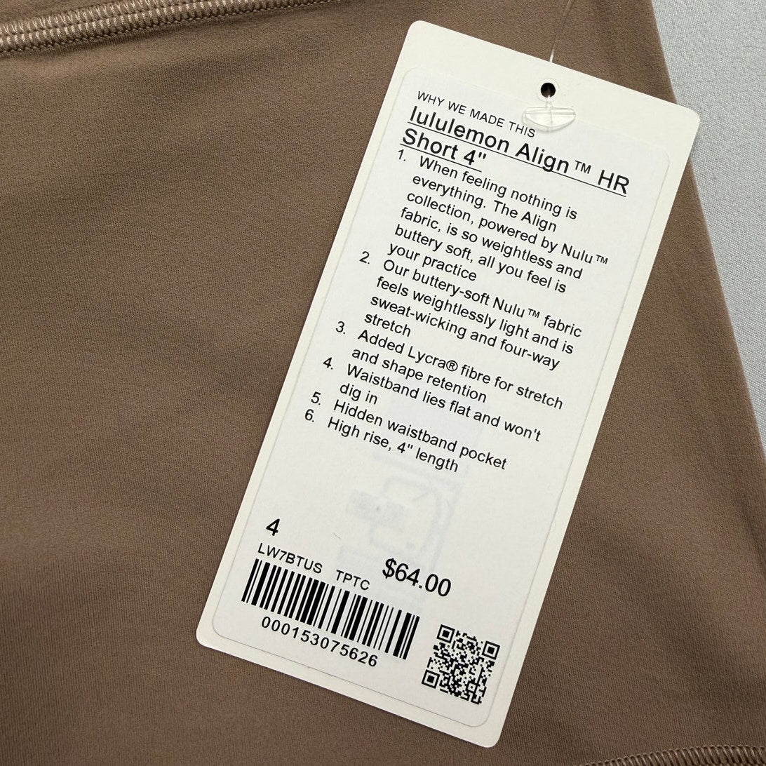 Lululemon Align™ HR Shorts – 4”, brown, Size 4