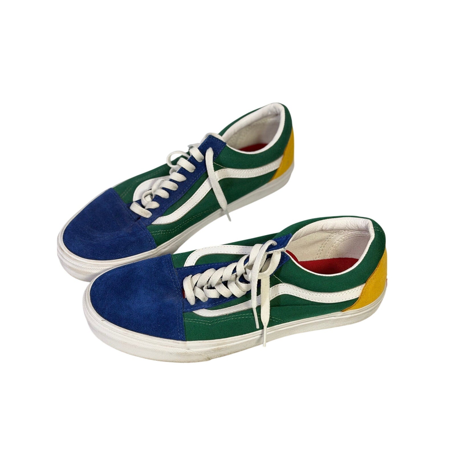 Vans Old Skool Colorblock Green Blue White Sneakers Men's Size 10.5 Women's 12