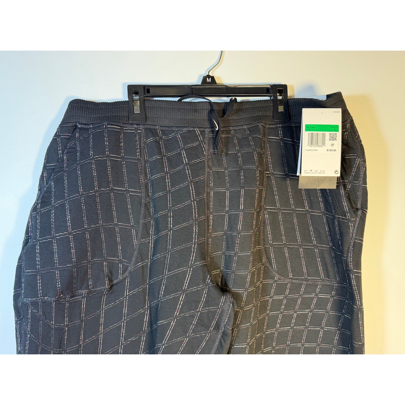Nike Yoga Luxe Grid Print Jogger Pants Women's XL Black Training New