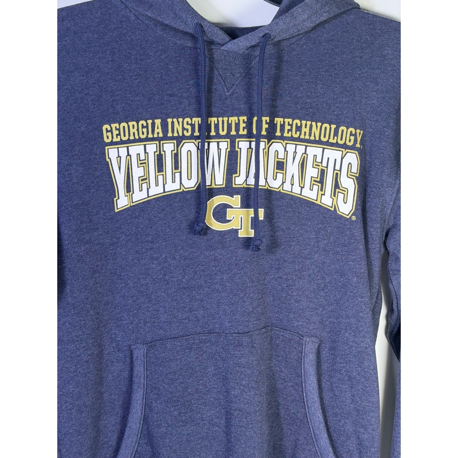 Rivalry Threads Georgia Tech Yellow Jackets men's blue pullover hoodie, size small, with team logo and design details.
