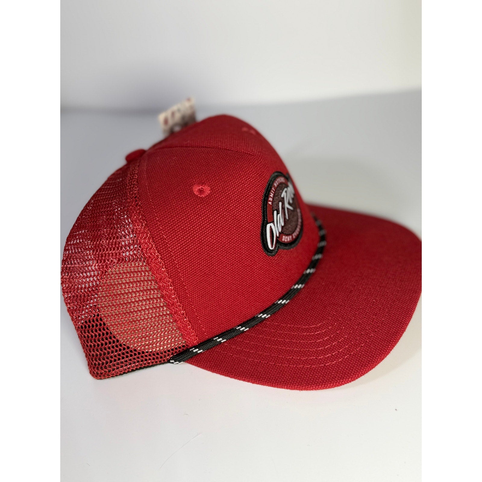 Old Row Logo Rope Trucker Hat Red Snapback Baseball Cap Adult One Size NWT