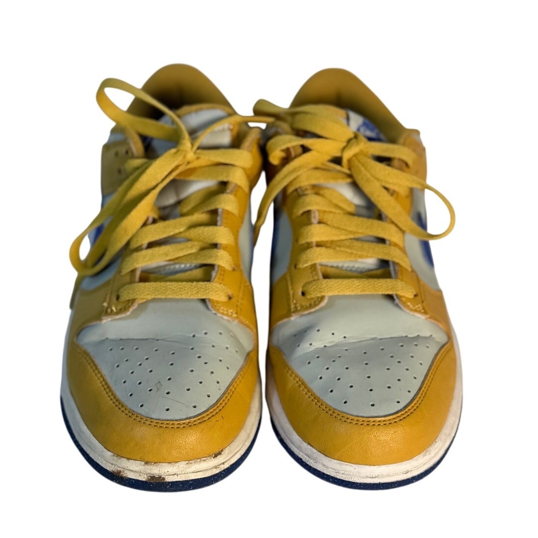 Nike Dunk Low GS University Gold Game Royal White Leather Sneakers Youth US 6Y
