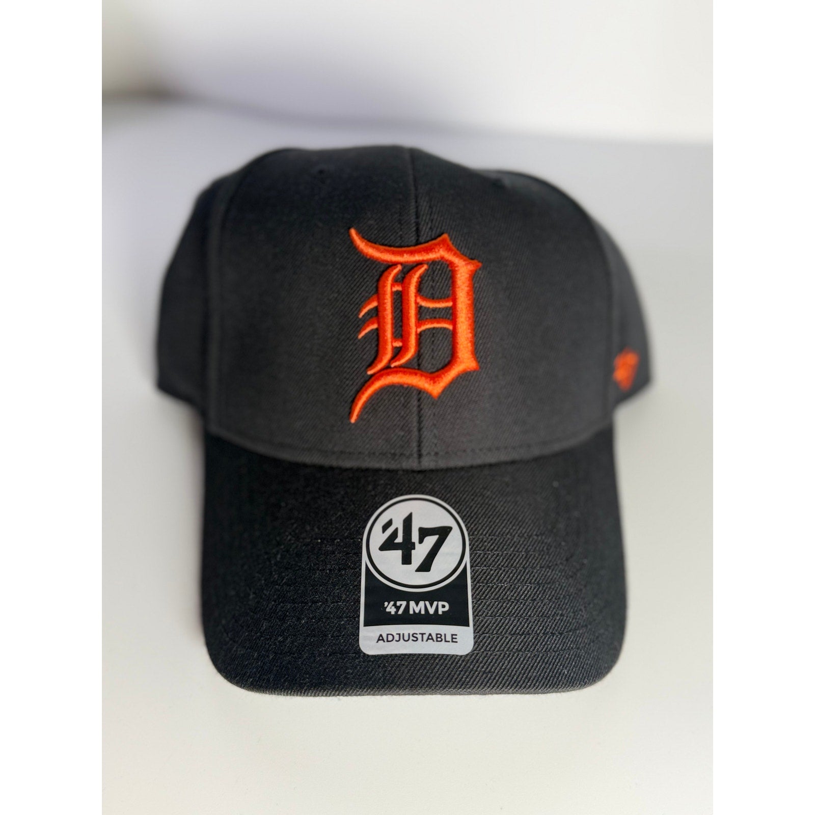'47 Detroit Tigers MVP Adjustable Hat Black Orange Logo Cap NWT OSFM