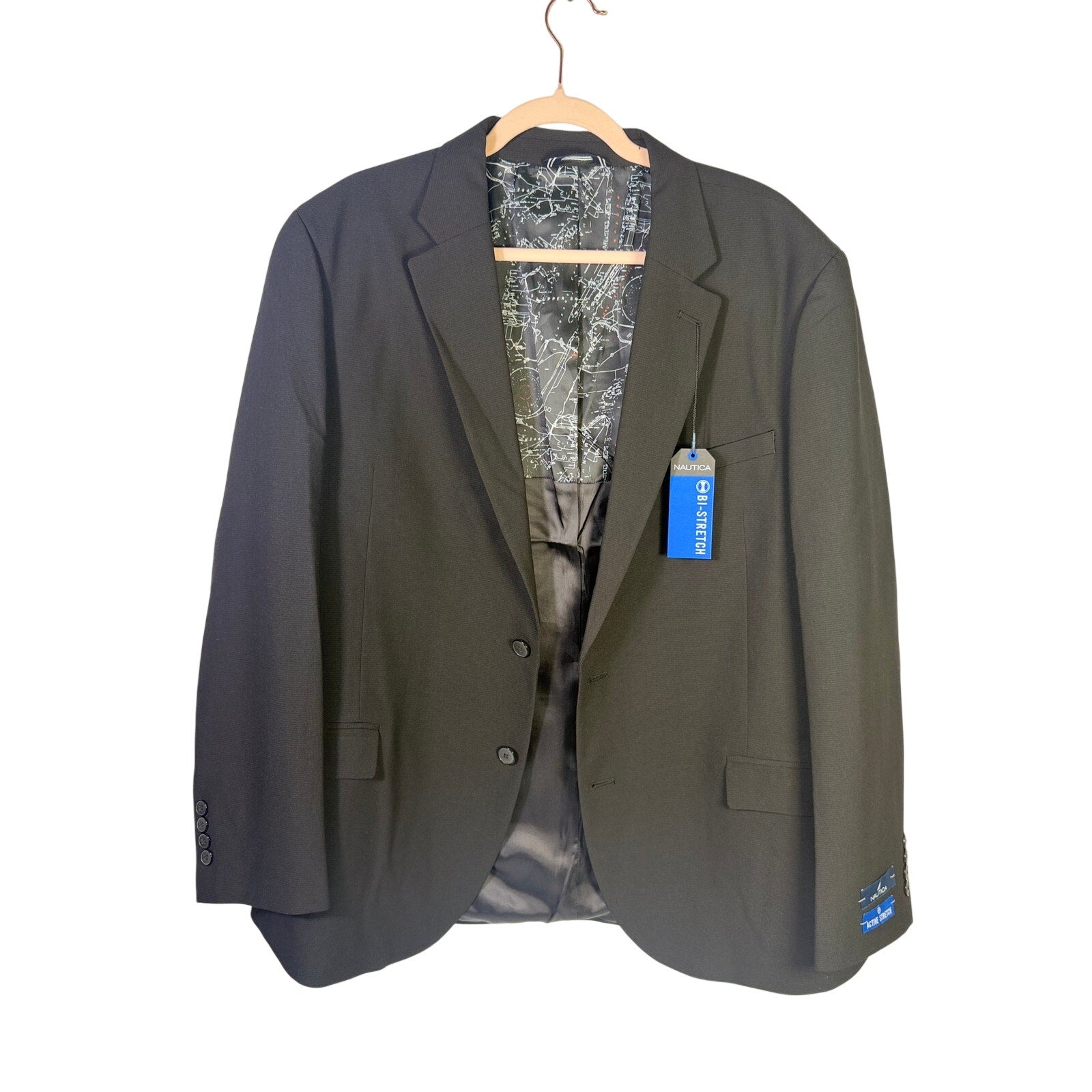 Nautica men's black Ventura modern fit active stretch blazer size 46R, tailored with a sleek, stylish design.