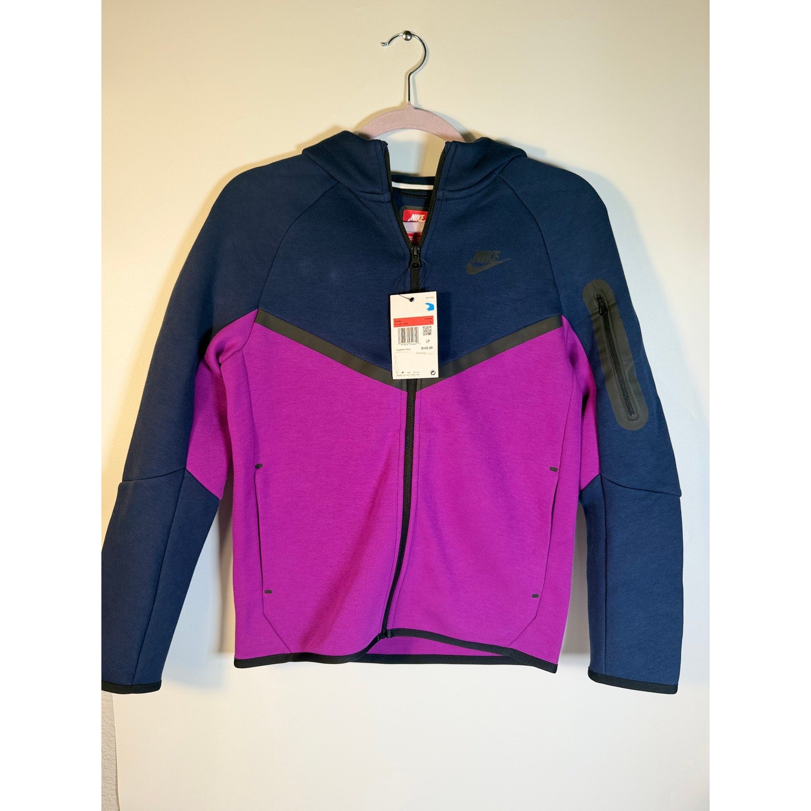 Nike Sportswear Tech Fleece Hoodie Full Zip Kids Large Purple Blue NWT