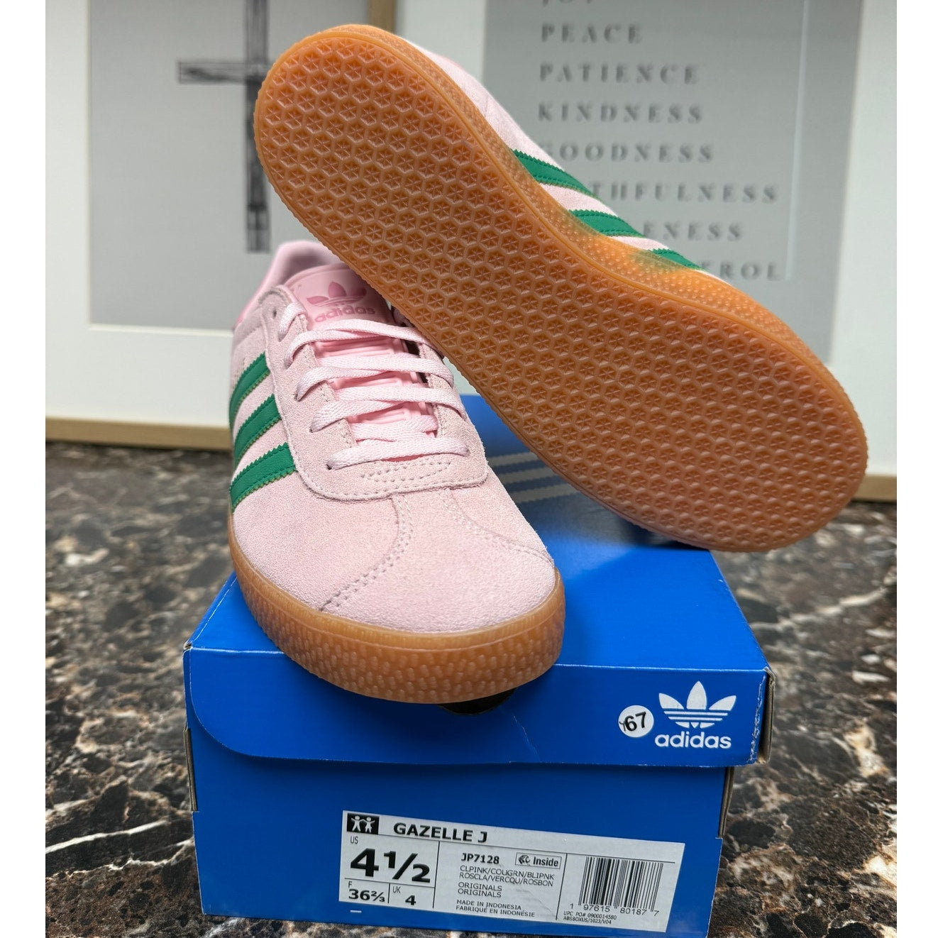 adidas Gazelle J Sneakers Pink/Green Gum Sole (NIB) Youth 4.5