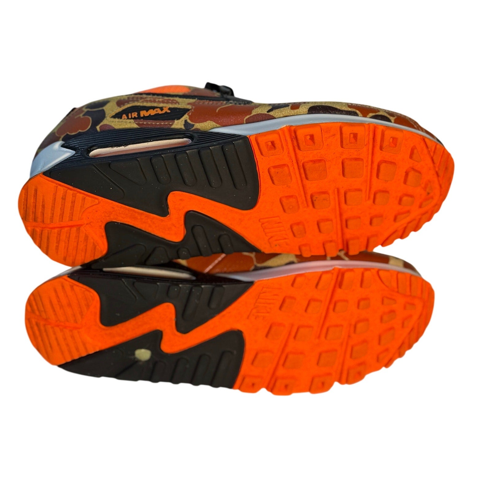 Nike Air Max 90 Orange Camo Black Sneakers Men's Size 11 CW4039-800