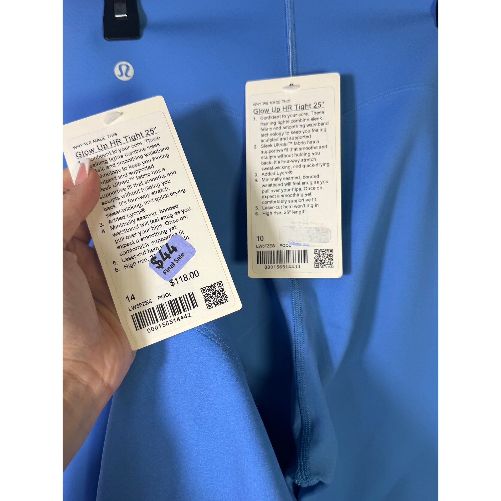lululemon Glow Up High-Rise Tight 25” Pool Party Blue Size 14 NWT
