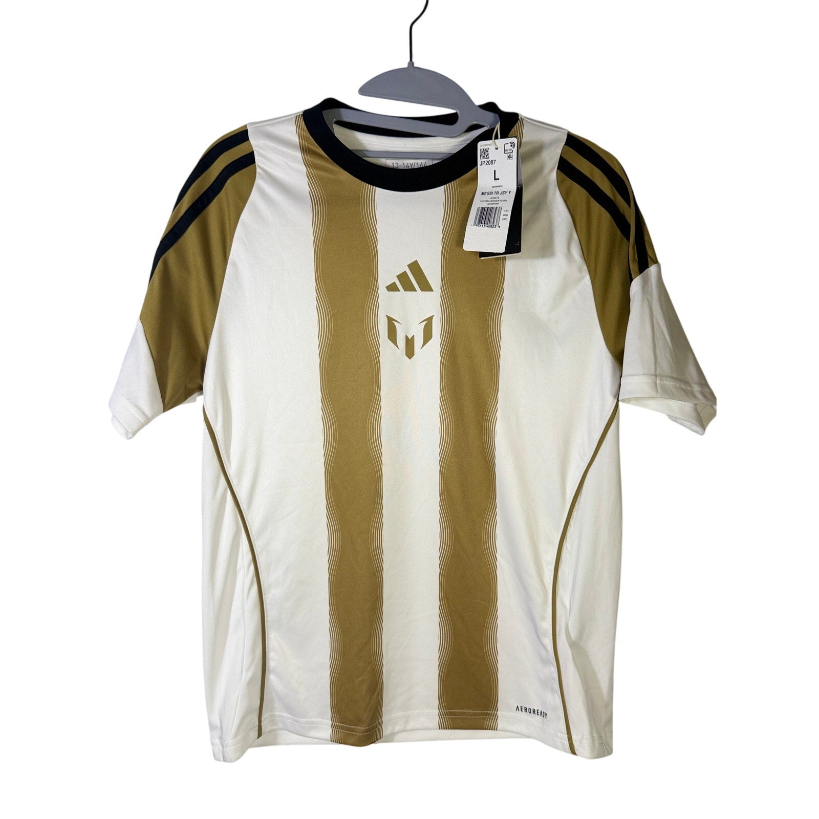 Adidas Messi Training Soccer Jersey – Youth Large (13–14Y) – White/Gold – NWT