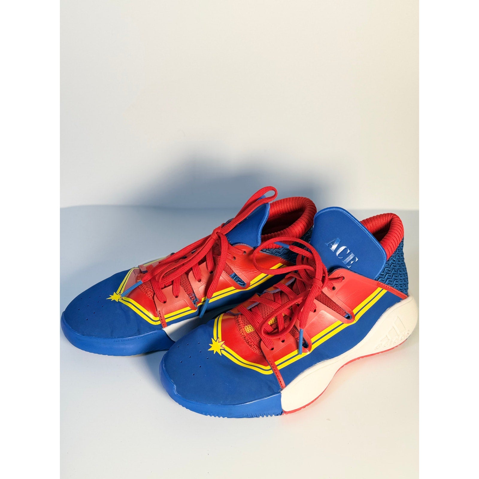 Adidas Exhibit A Captain Marvel Basketball Shoes Blue Red Men's US 7