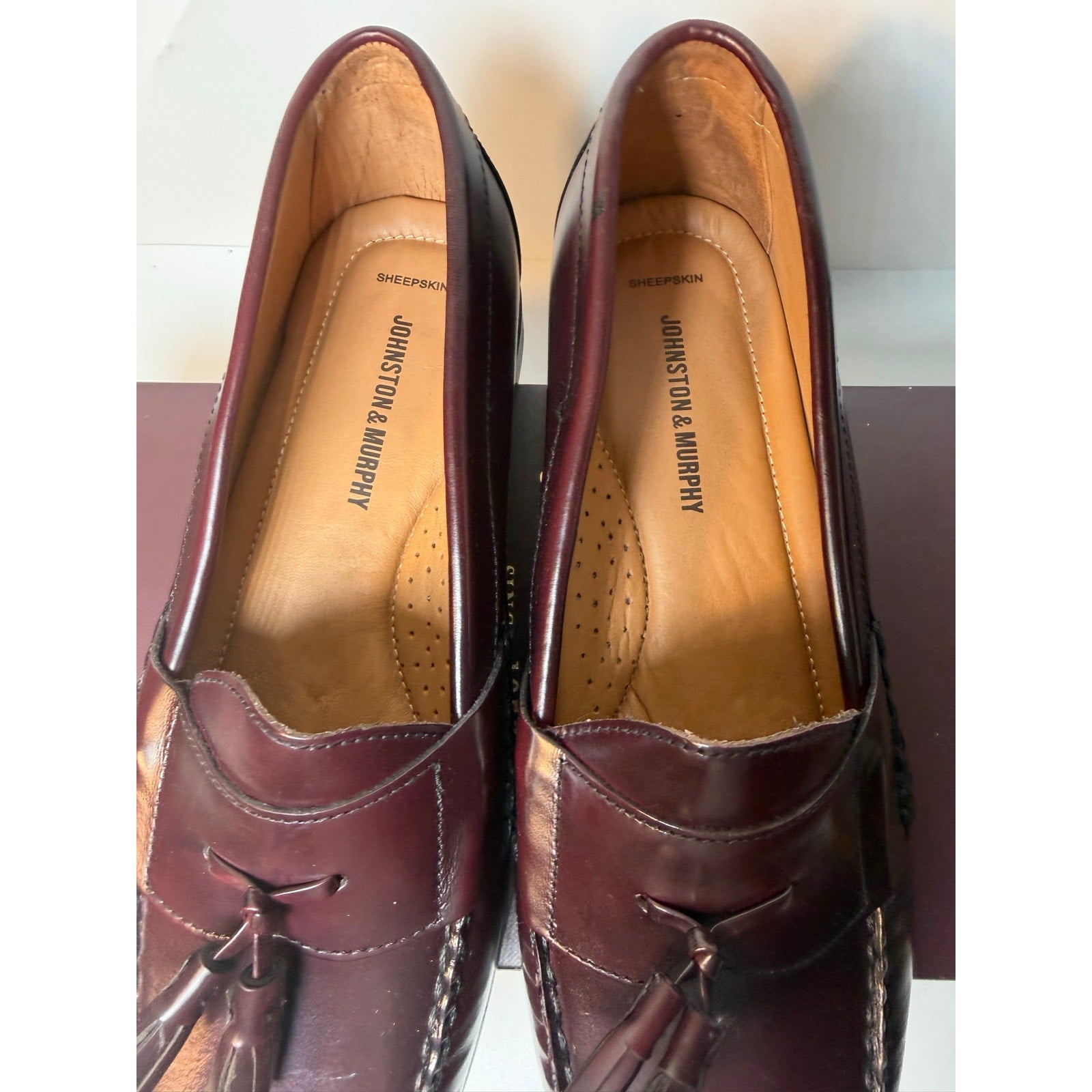 Johnston & Murphy Tassel Loafers – Men’s Size 11 Sheepskin Leather Dress Shoes