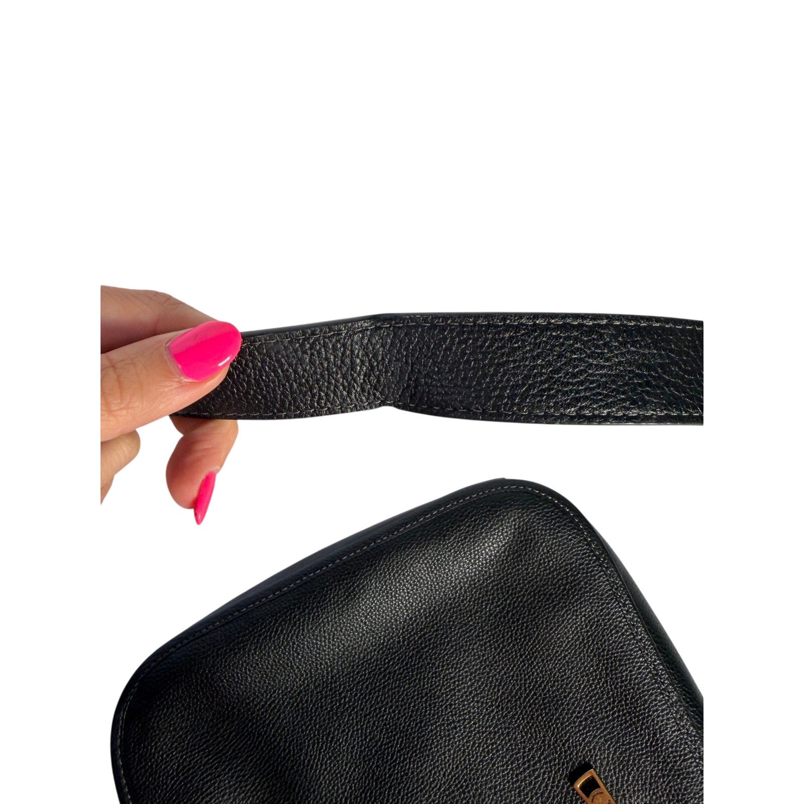 Coach Women’s Black Pebbled Leather Crossbody Shoulder Bag Gold-Tone Hardware