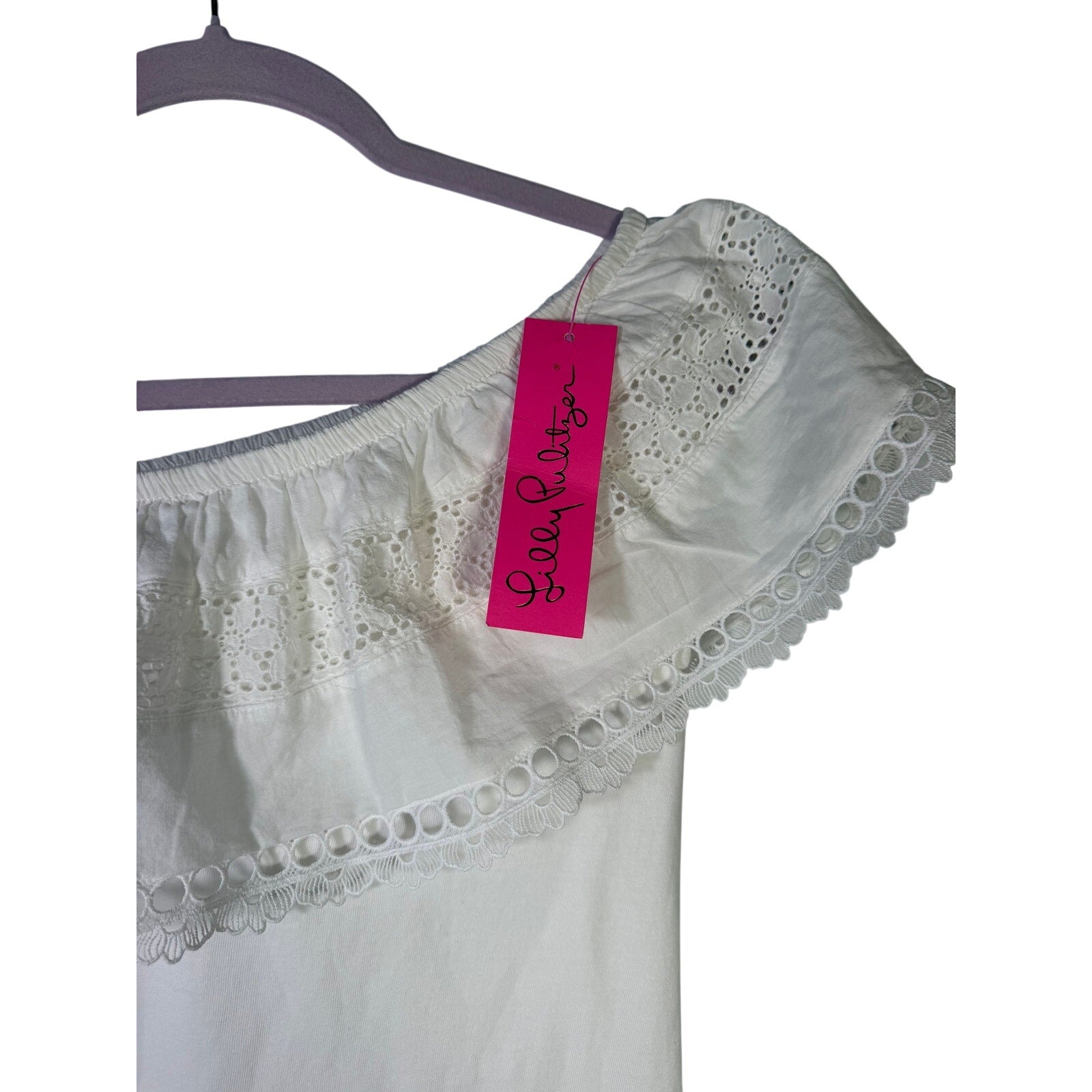 Lilly Pulitzer Tracee Off Shoulder Eyelet Top White Women's Small NWT