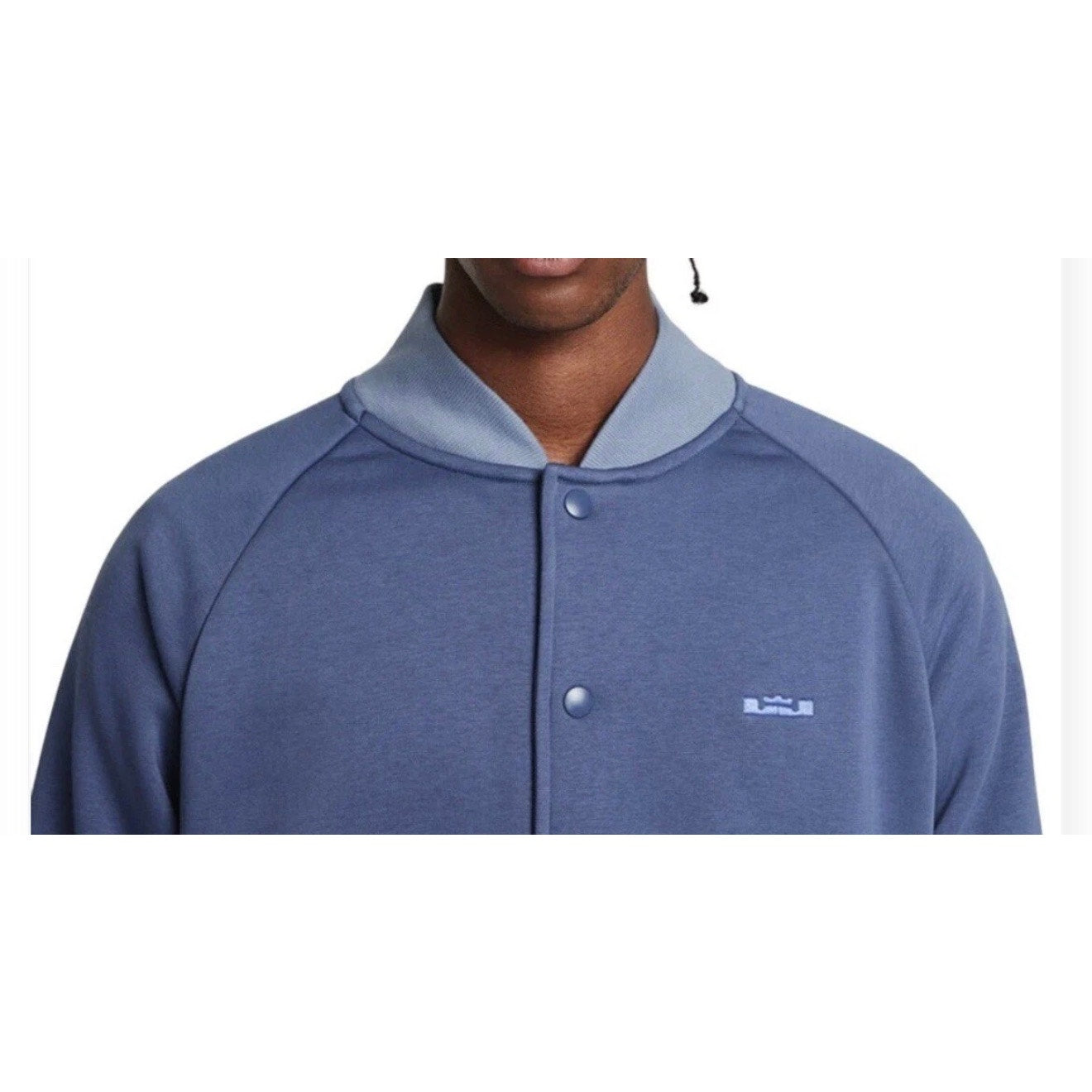 Nike LeBron Basketball Bomber Jacket Blue Men's Large Snap Button FZ1034-491
