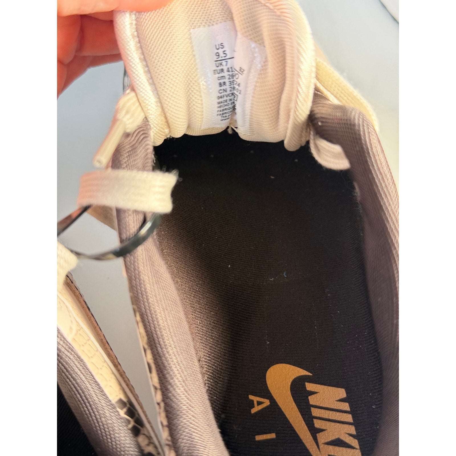Nike Air Max 1 Premium Snakeskin Sneakers White Gray Women's US 9.5