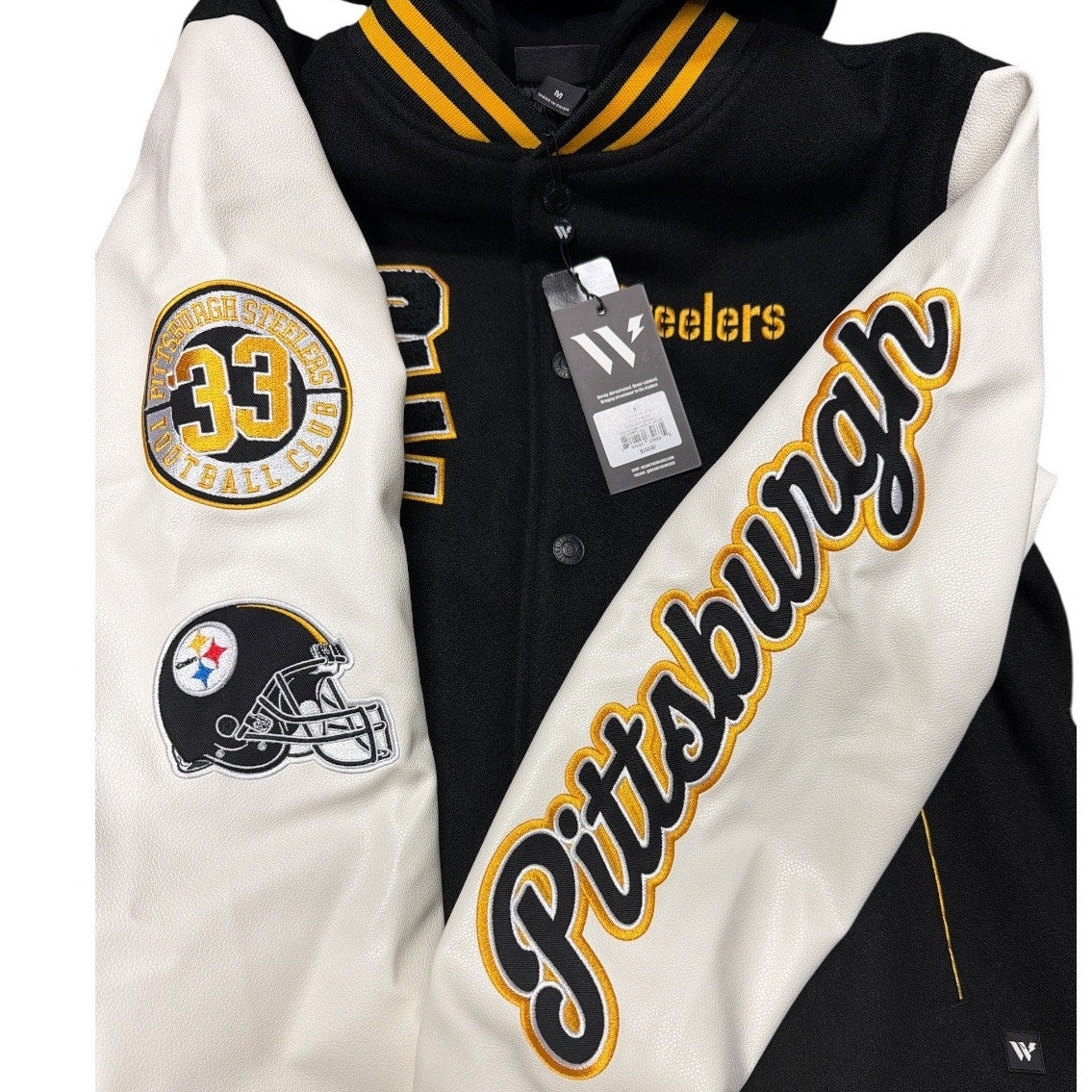 Pittsburgh Steelers Varsity Jacket – The Wild Collective women’s Medium (NWT)