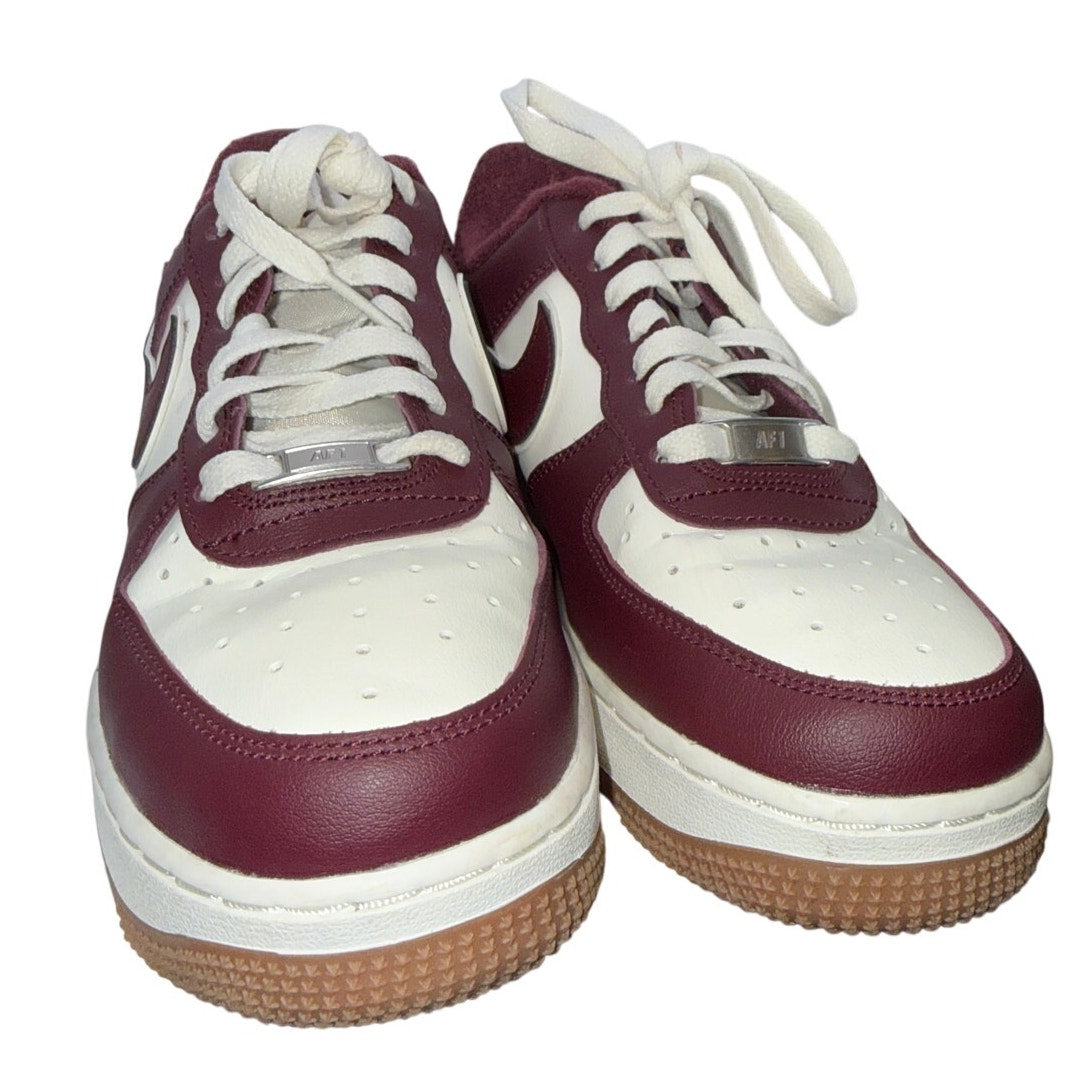 8.5W Nike Air Force 1 '07 LV8 SE Varsity Casual Shoes | Sail/Night Maroon/Gum Med Brown