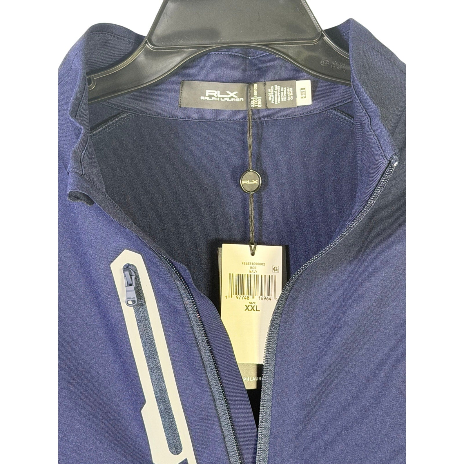 Ralph Lauren RLX Team USA Olympic Quarter-Zip Pullover Men’s XXL Navy NWT - tag close-up
