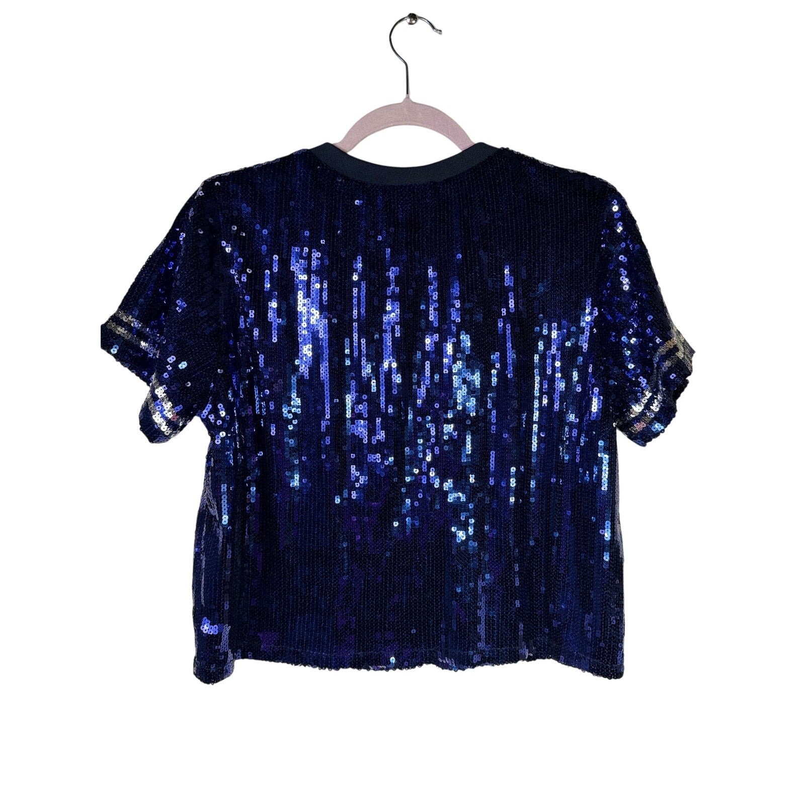 The Wild Collective Dallas Cowboys Sequin Star T-Shirt Women's Medium Navy Blue