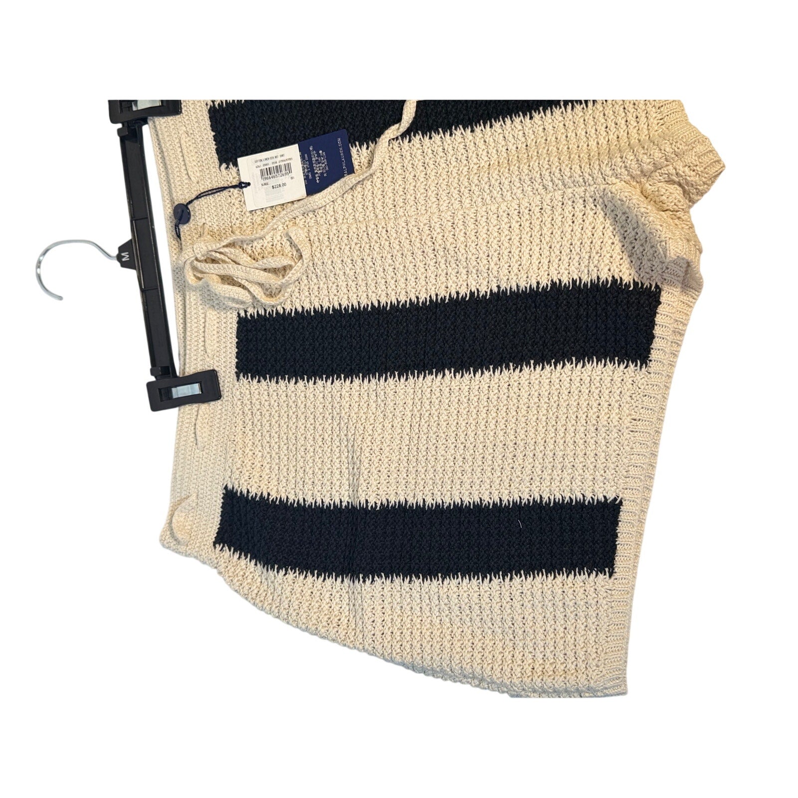 Polo Ralph Lauren Cotton Linen Stripe Knit Shorts Cream Navy Men's XL NWT