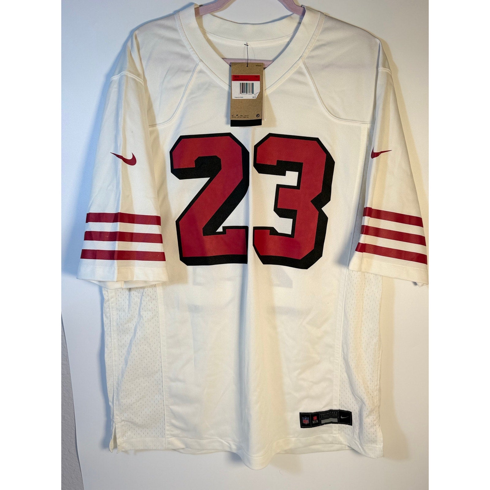 Nike Christian McCaffrey #23 San Francisco 49ers White NFL Jersey Men's L NWT