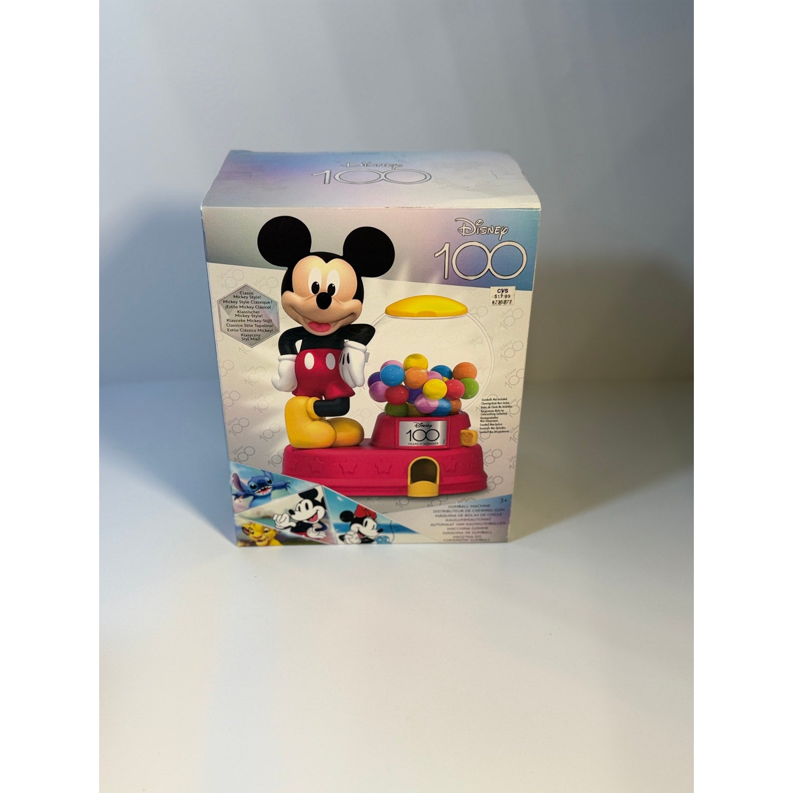 Disney 100 Mickey Mouse Bubble Gum Machine Candy Dispenser Figure CVS New