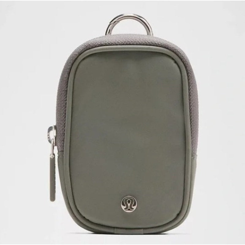 Lululemon Clippable Nano Pouch Gray Green Zip Mini Bag New With Tags