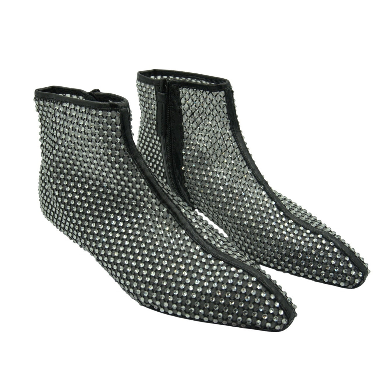 Rebecca Minkoff Crystal Mesh Booties – Women’s Size 8M – Black – 40mm Heel – NIB