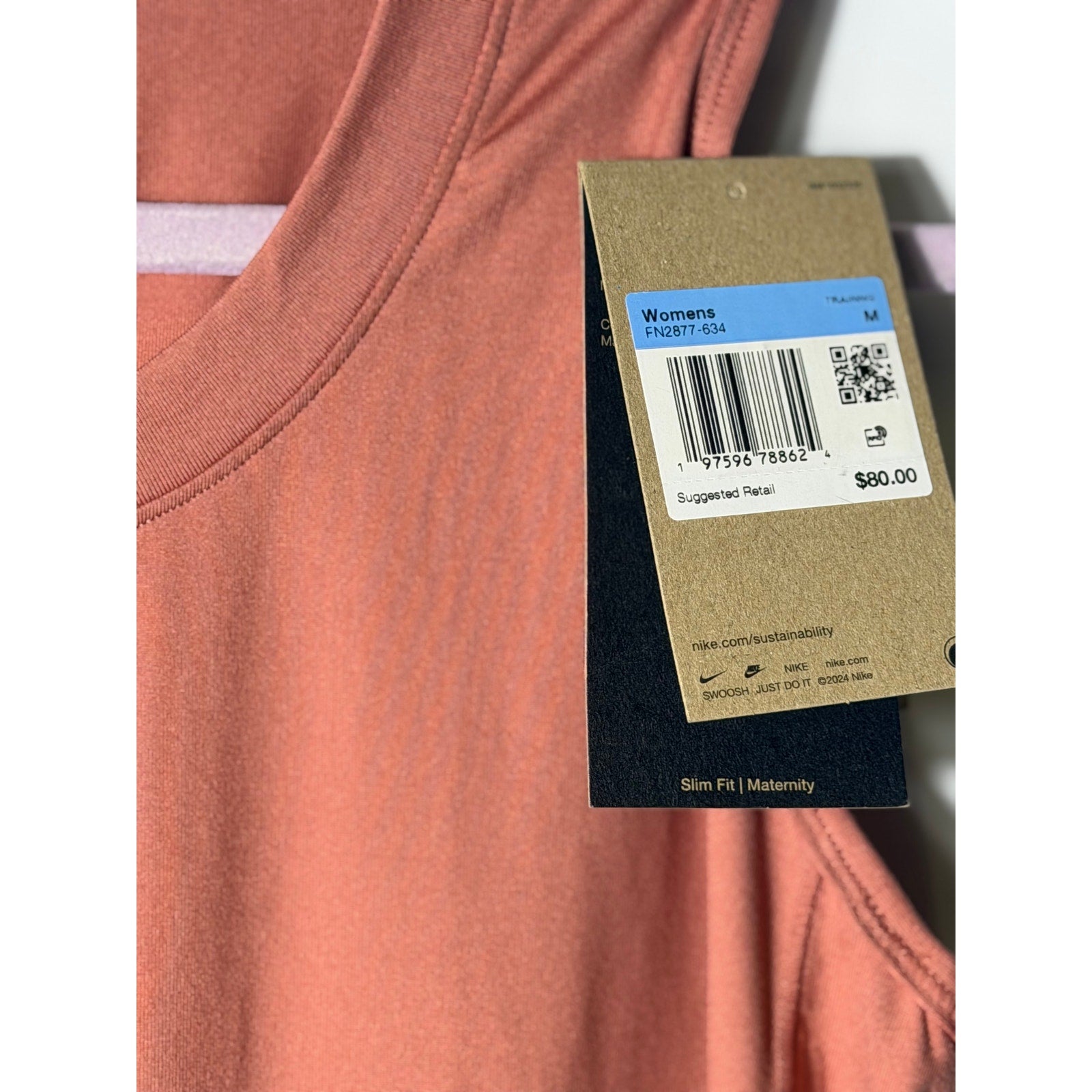 Nike Dri-FIT Maternity Sleeveless Midi Dress Women's Medium Pink New