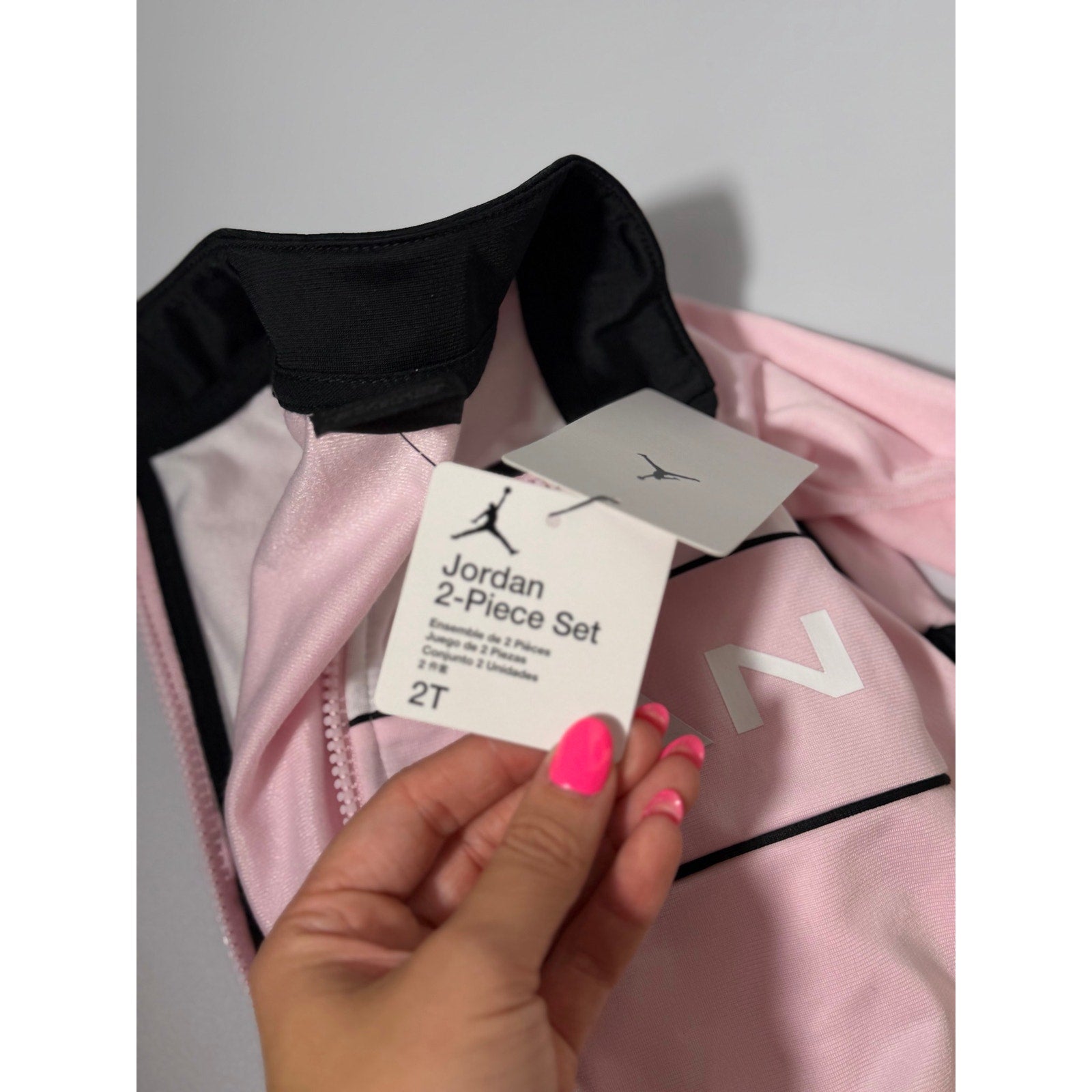Jordan Toddler Girls 2-Piece Track Jacket Pants Set Pink Black Size 2T NWT