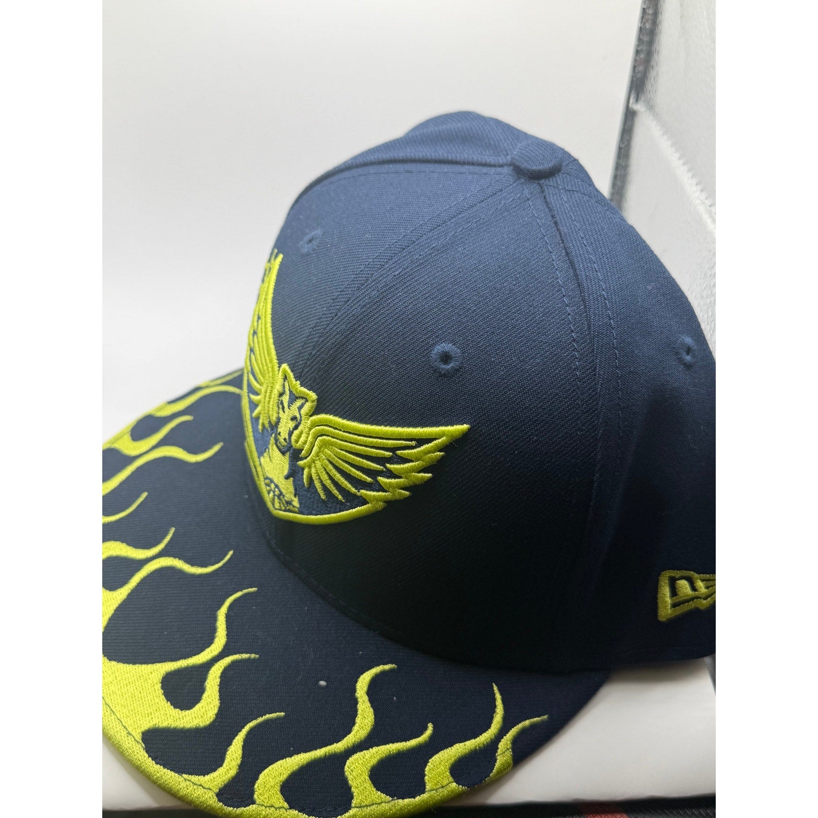 Dallas Wings WNBA New Era Snapback Hat Navy Neon Yellow Flame Brim One Size