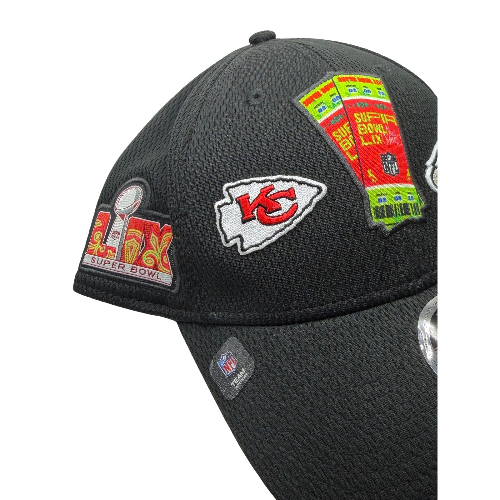 New Era Super Bowl LIX Chiefs Eagles 9FORTY Stretch-Snap Hat Black NWT