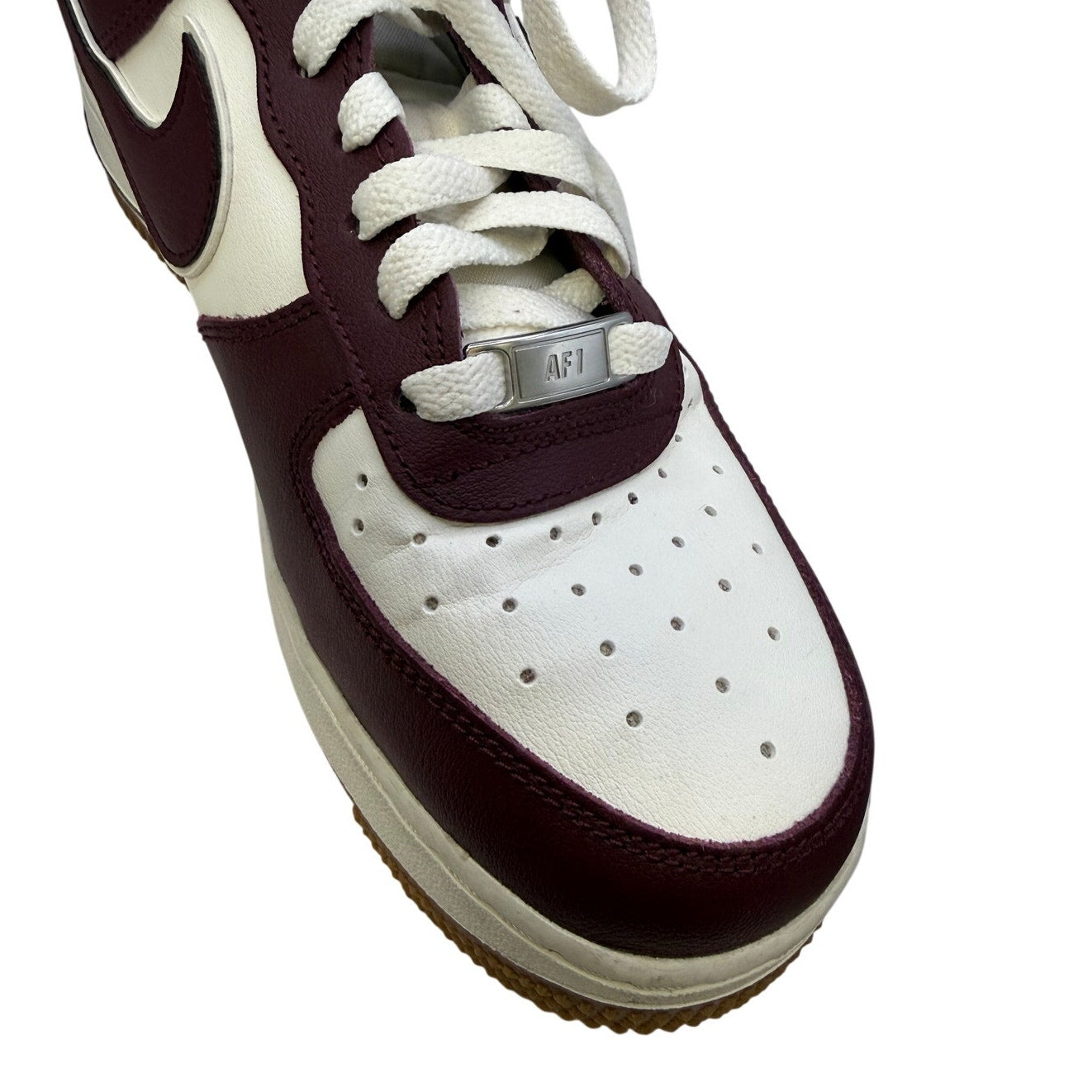 8.5W Nike Air Force 1 '07 LV8 SE Varsity Casual Shoes | Sail/Night Maroon/Gum Med Brown