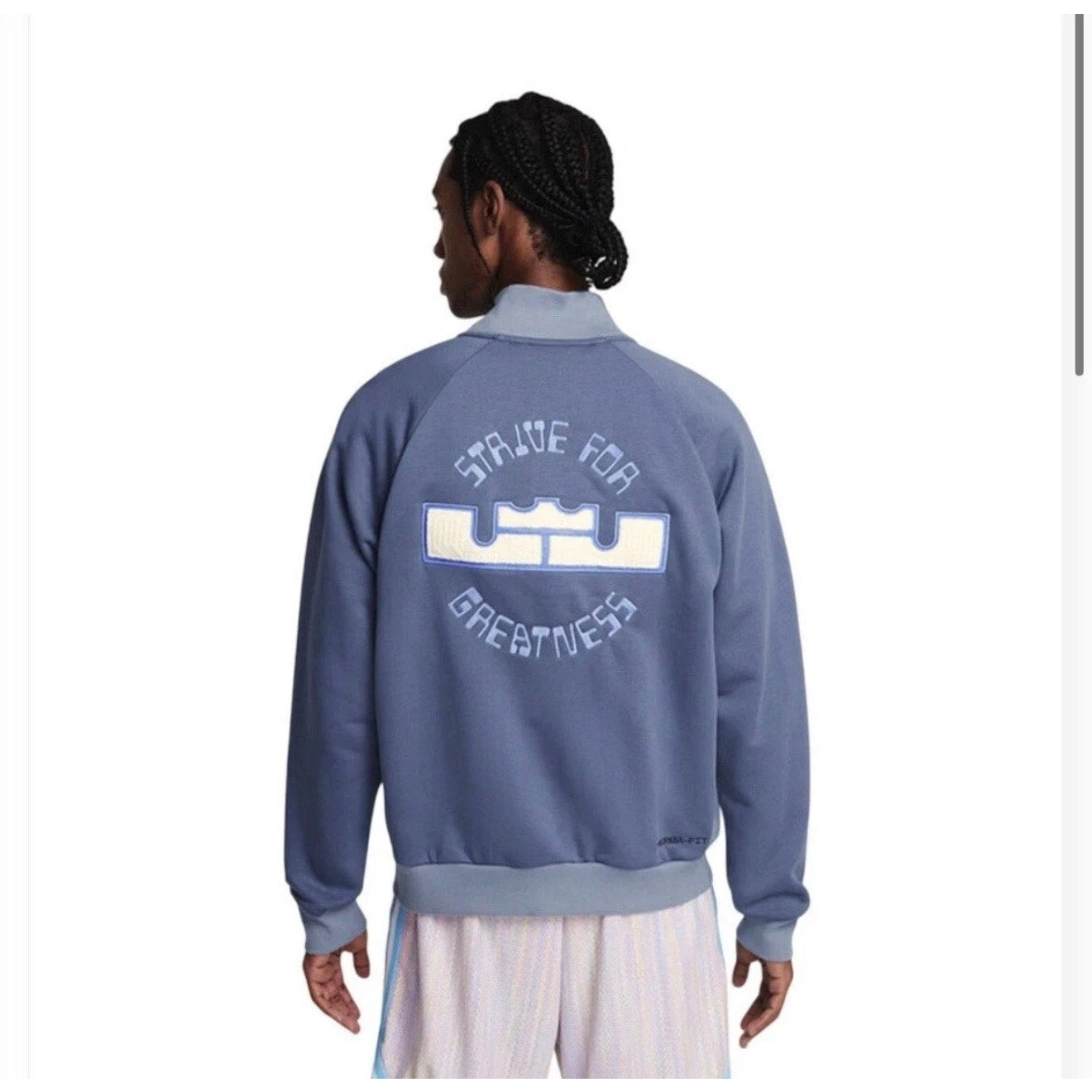 Nike LeBron Basketball Bomber Jacket Blue Men's Large Snap Button FZ1034-491