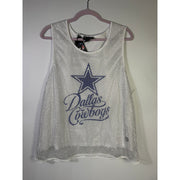 WEAR by Erin Andrews Dallas Cowboys Jeweled Mesh Tank White Women's 2XL NWT
