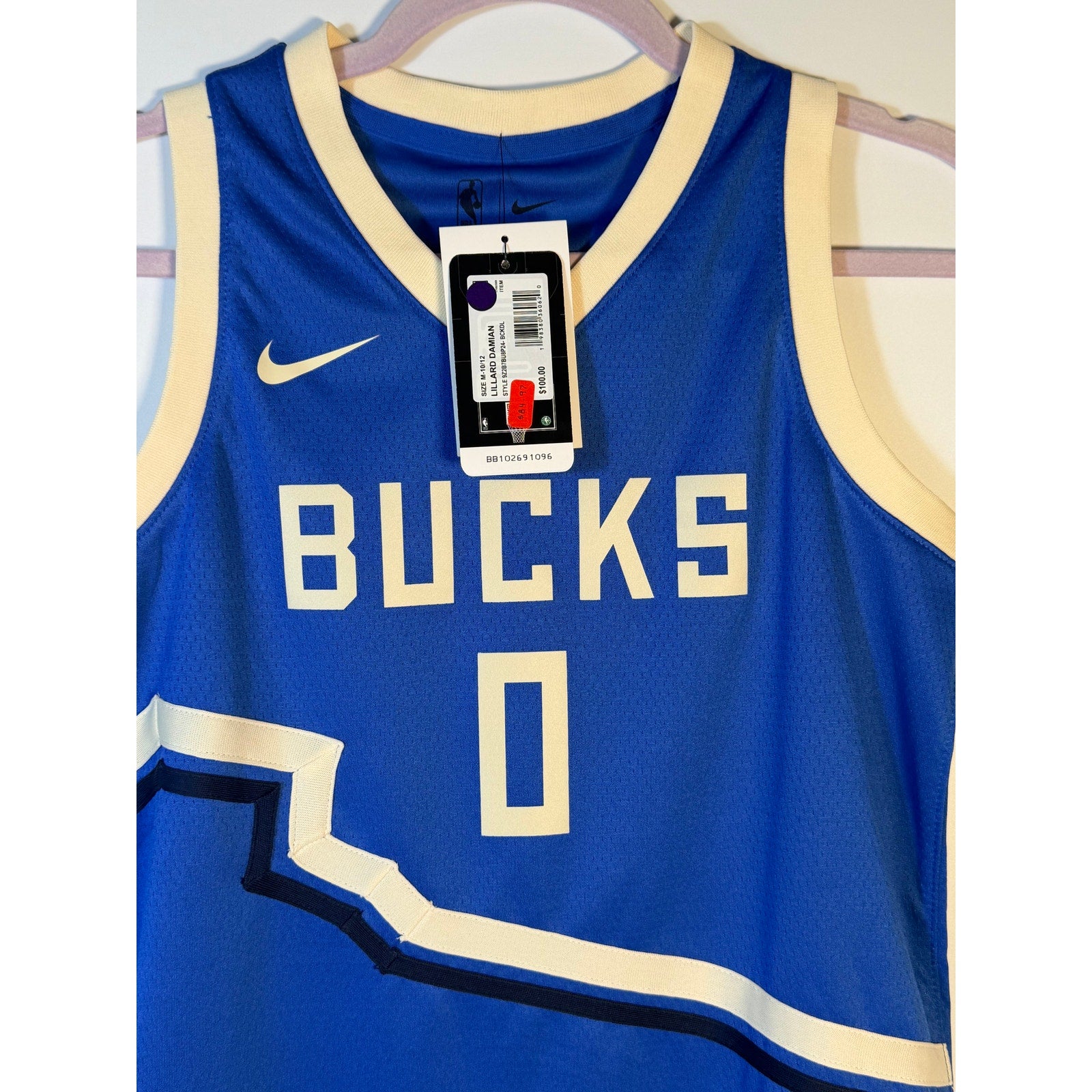 Nike Milwaukee Bucks Damian Lillard #0 City Edition Jersey Youth M 10/12 NWT