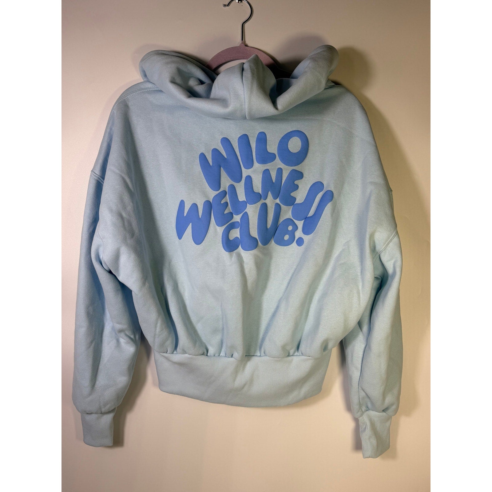 Wilo The Label Wellness Club Crop Zip Hoodie Blue Women’s Size M