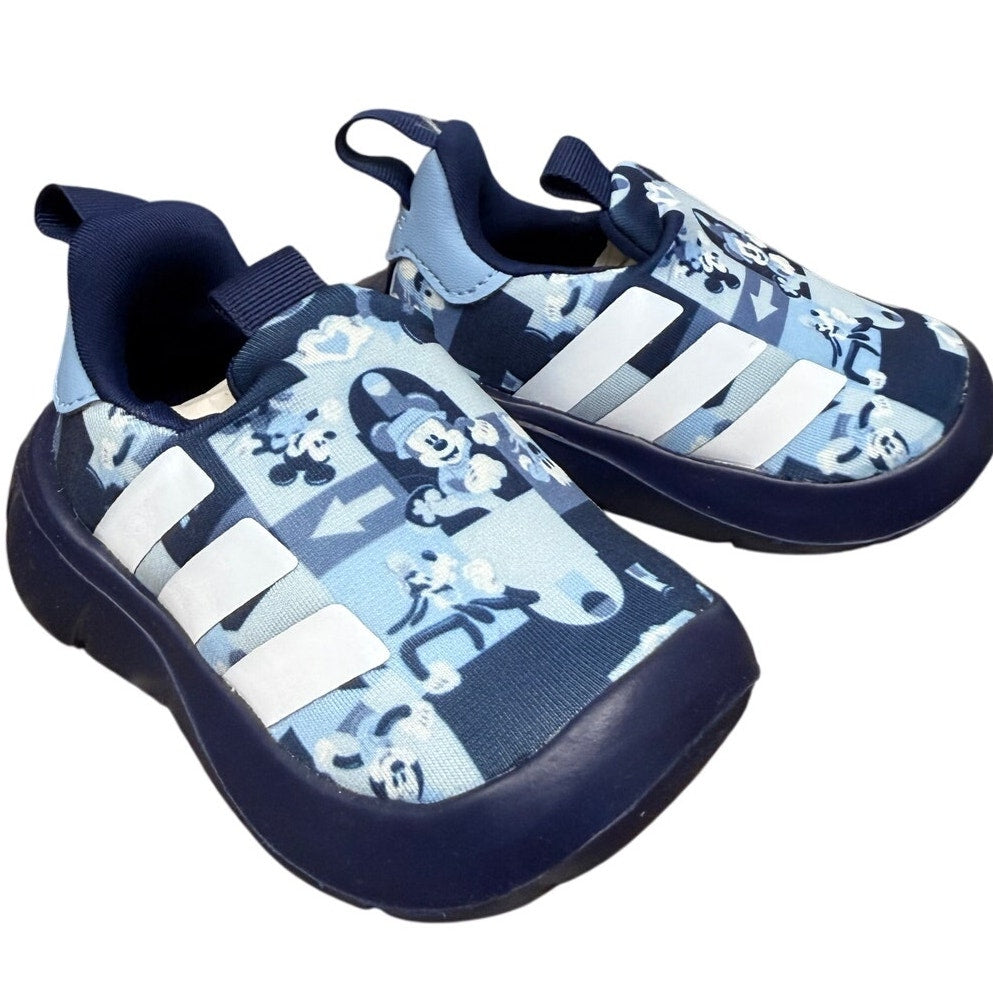 NIB adidas Disney Mickey Mouse Monofit Trainer Kids 4K Slip-On Sneakers
