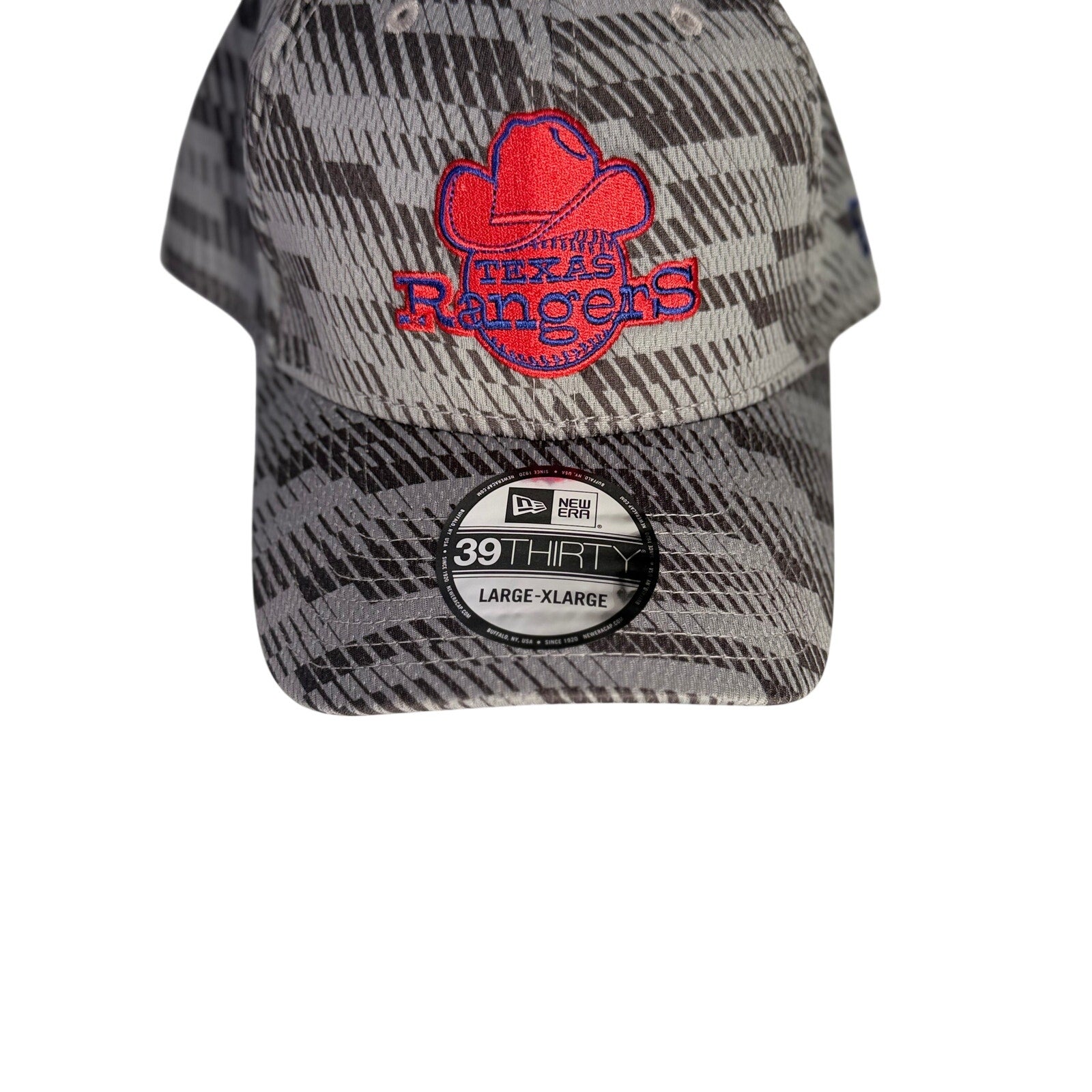 New Era Texas Rangers 39THIRTY Flex Fit Hat Gray Camo L/XL MLB NWT Cap