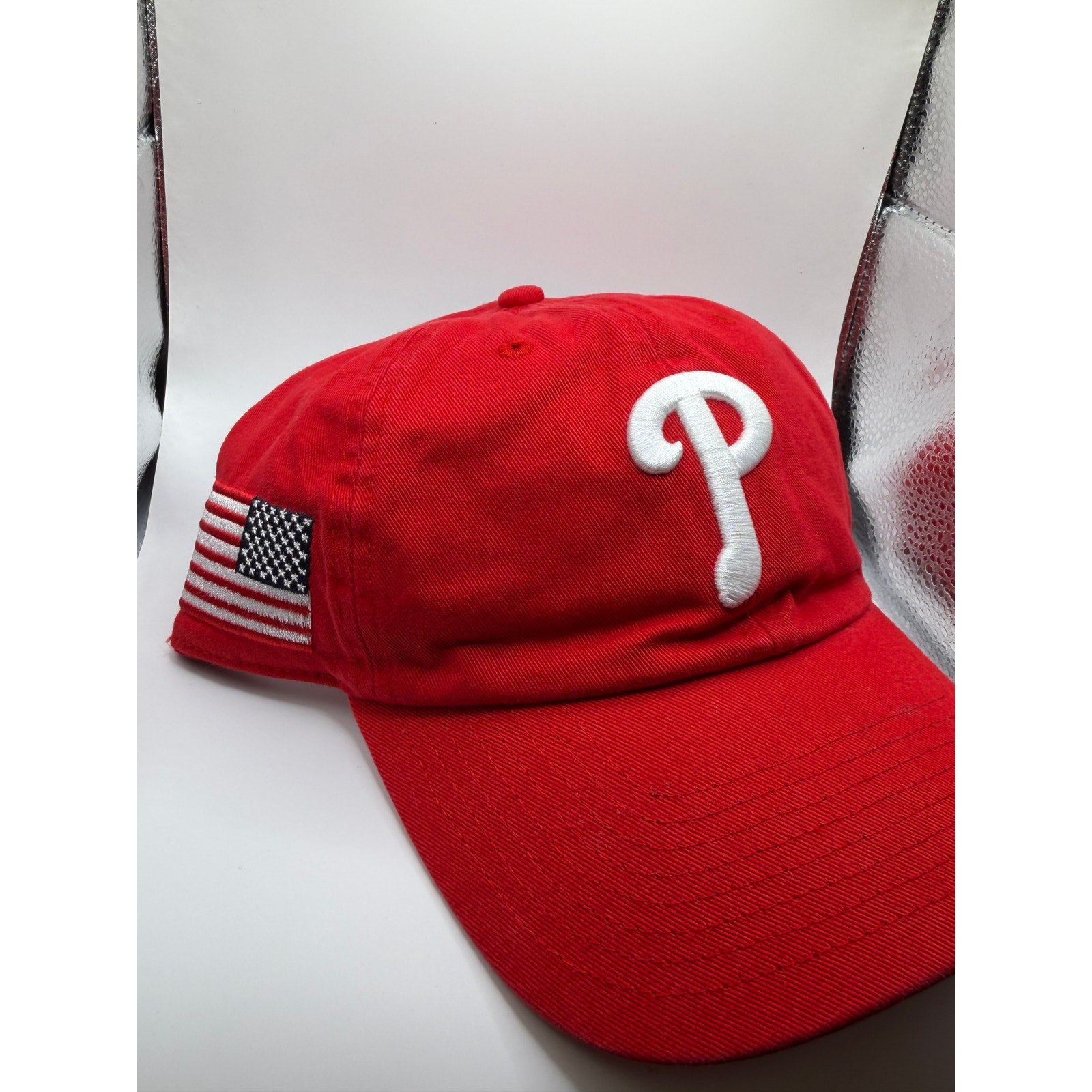 Philadelphia Phillies MLB ’47 Red Adjustable Strapback Hat USA Flag One Size