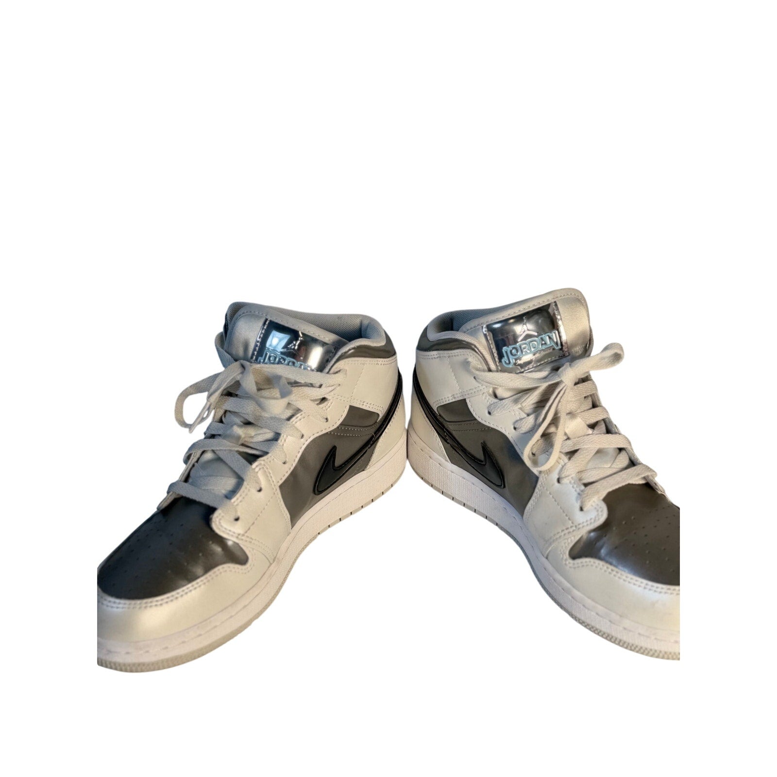 Air Jordan 1 Mid GS White Gray Black Sneakers Youth Size 7Y HV4490-014