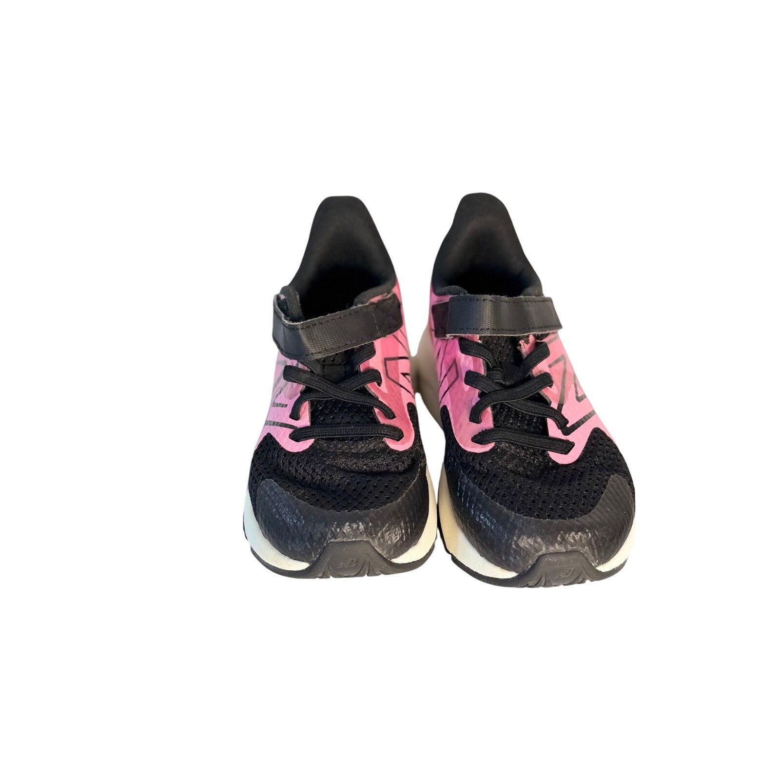 New Balance Kids Running Shoes Black Pink Hook & Loop Sneakers Size 11 US