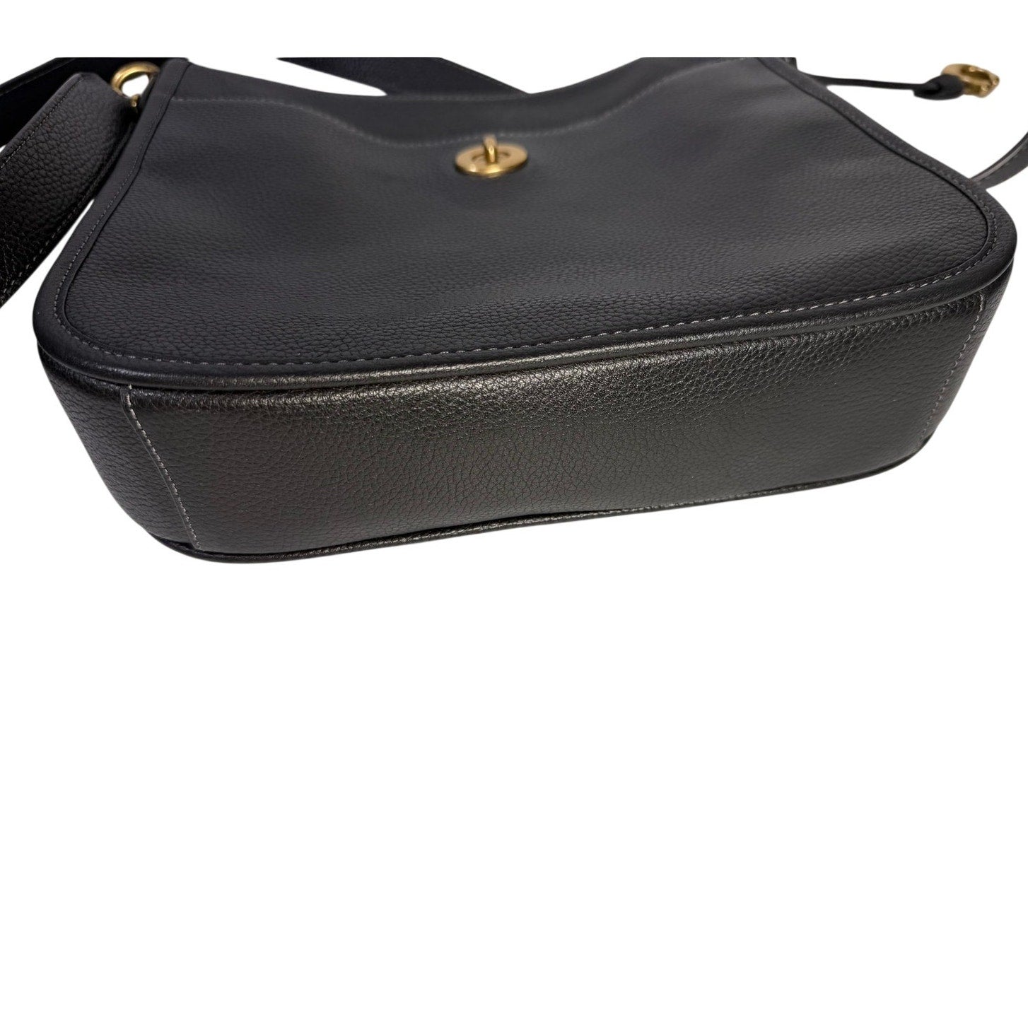 Coach Women’s Black Pebbled Leather Crossbody Shoulder Bag Gold-Tone Hardware