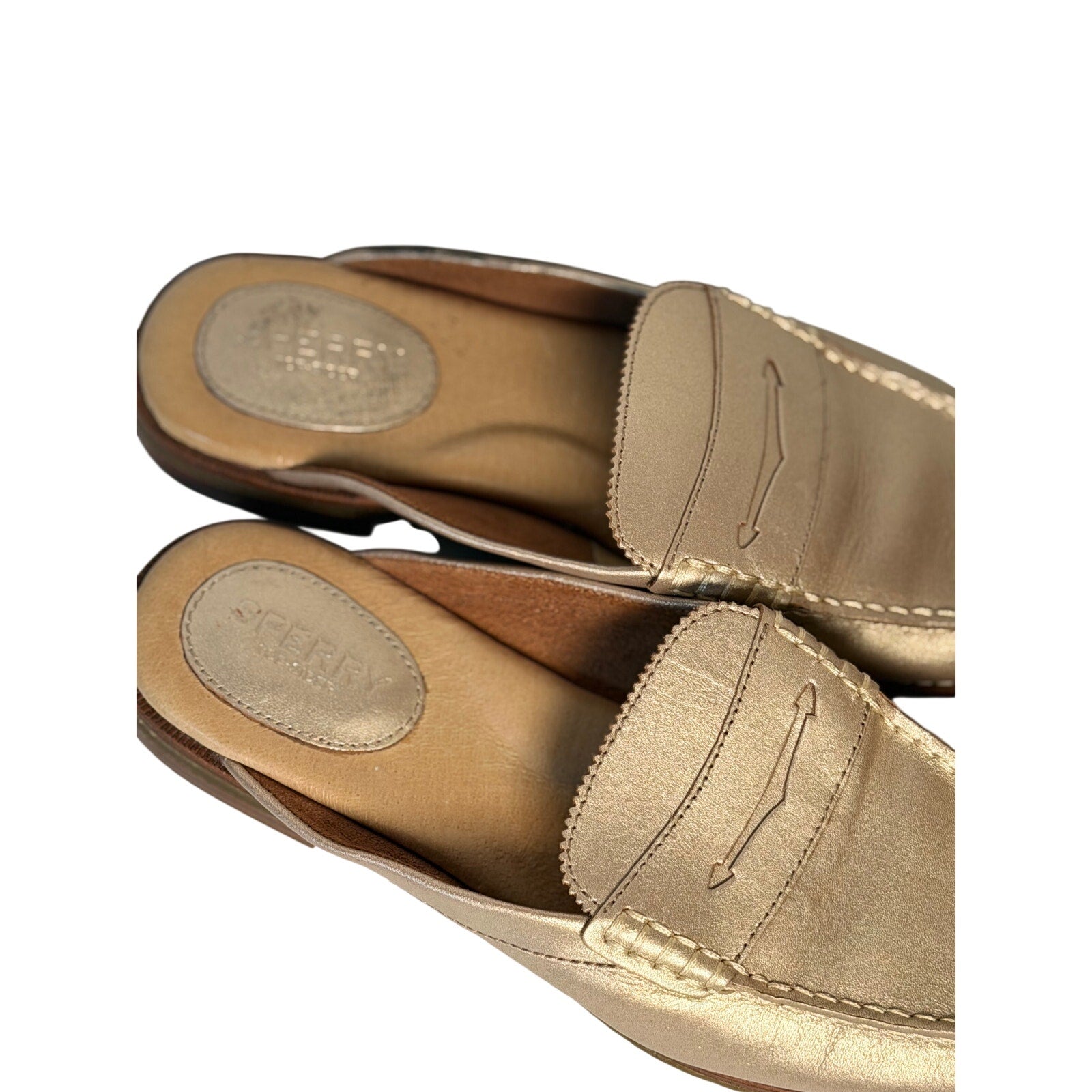 Sperry Top-Sider Metallic Gold Leather Mule Loafers – Women's US 8 – STS82554