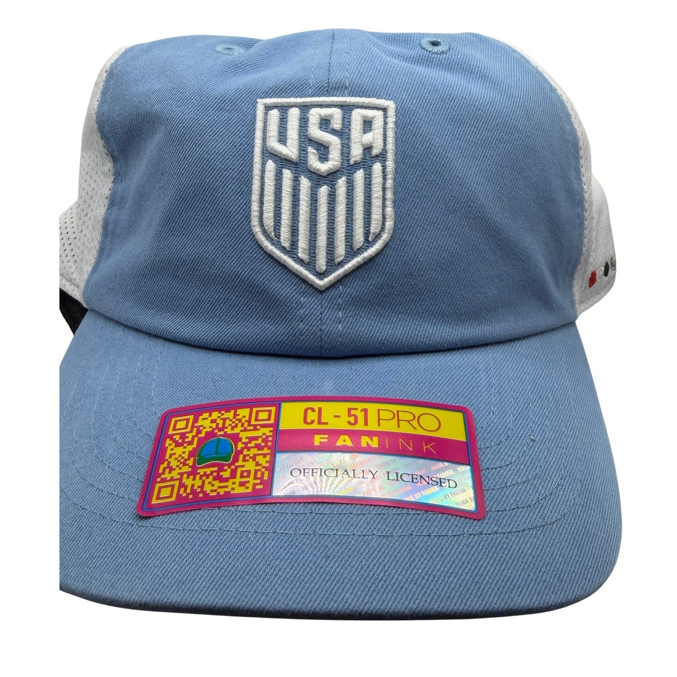 USA Soccer Fan Ink CL-51 Pro Adjustable Trucker Hat Blue White One Size NWOT