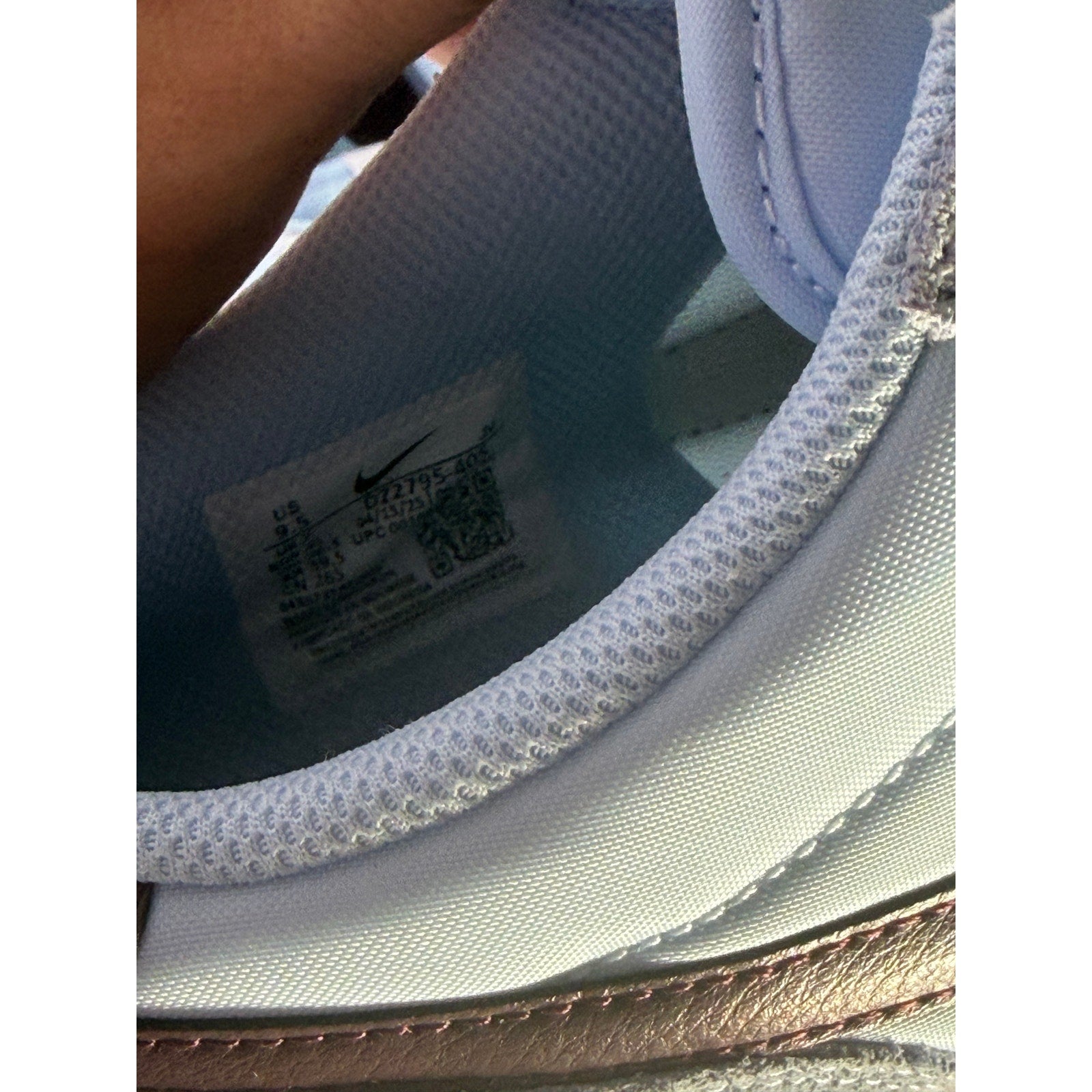 Nike Classic Cortez nylon men's sneakers in light blue and burgundy, size 8.5, featuring a sleek design and retro athletic style.
